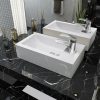 Basin with Faucet Hole Rectangular Ceramic White 46×25.5×12 cm