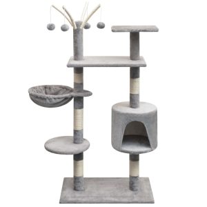 Cat Tree with Sisal Scratching Posts – 96x35x125 cm, Grey