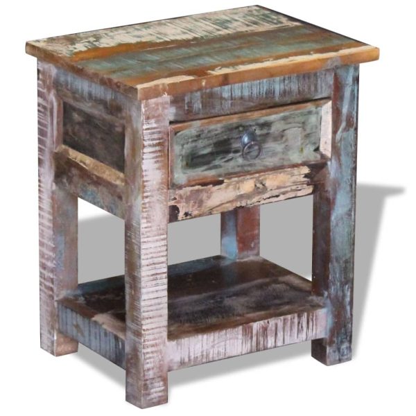 Harvard Side Table with 1 Drawer Solid Reclaimed Wood 43x33x51 cm