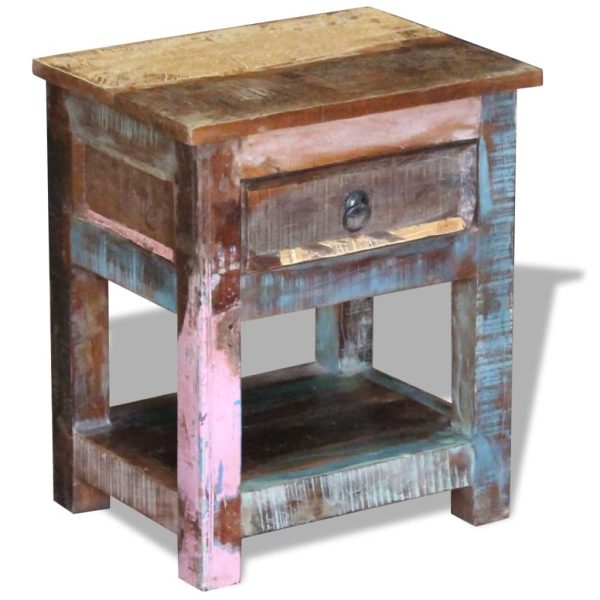 Harvard Side Table with 1 Drawer Solid Reclaimed Wood 43x33x51 cm