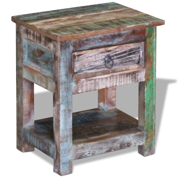 Harvard Side Table with 1 Drawer Solid Reclaimed Wood 43x33x51 cm