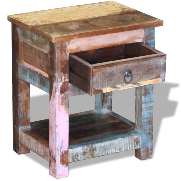 Harvard Side Table with 1 Drawer Solid Reclaimed Wood 43x33x51 cm