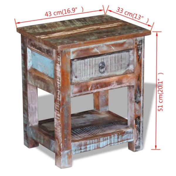 Harvard Side Table with 1 Drawer Solid Reclaimed Wood 43x33x51 cm