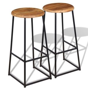 Bar Stools 2 pcs Solid Teak Wood