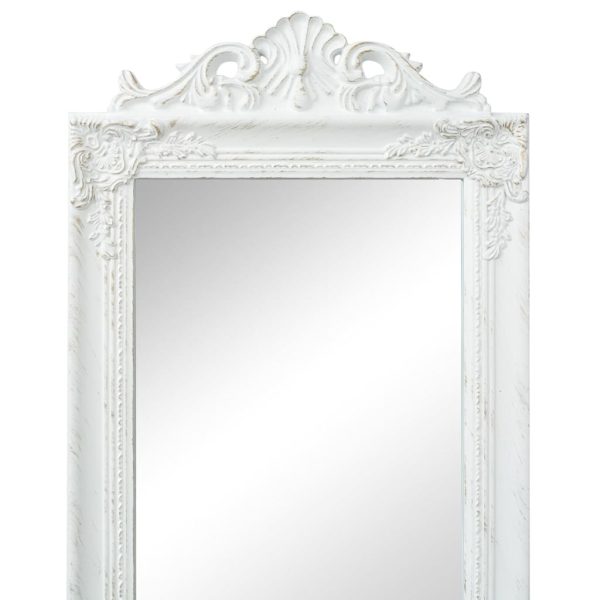 Free-Standing Mirror Baroque Style 160×40 cm – White