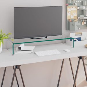 Sherwood TV Stand/Monitor Riser Glass Clear – 80x30x13 cm, Transparent