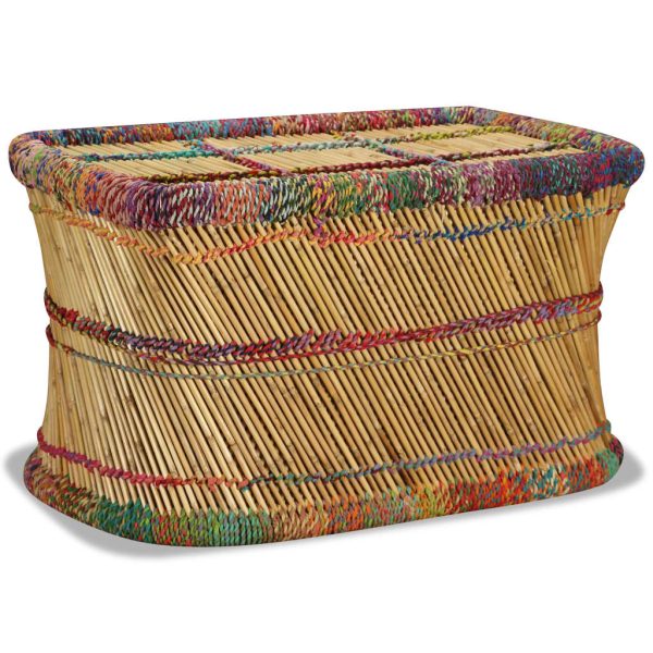 Coffee Table Bamboo with Chindi Details Multicolour