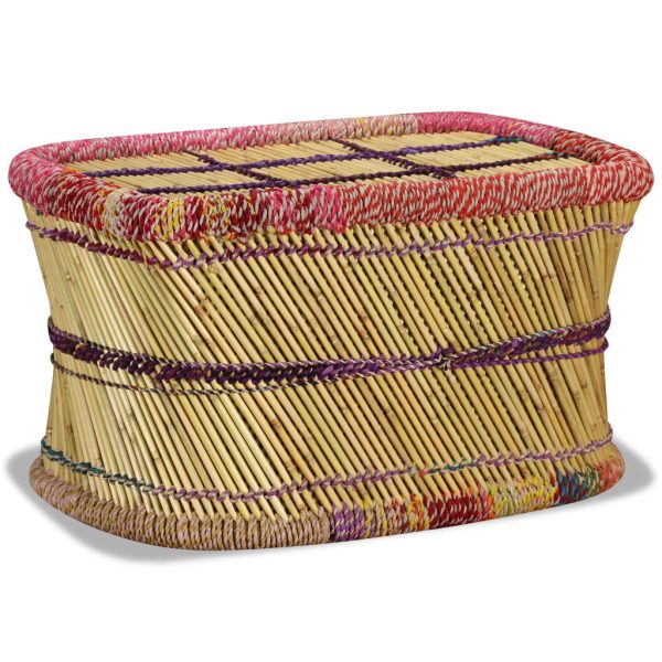 Coffee Table Bamboo with Chindi Details Multicolour