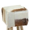 Bar Stool Real Leather and Solid Teak Wood