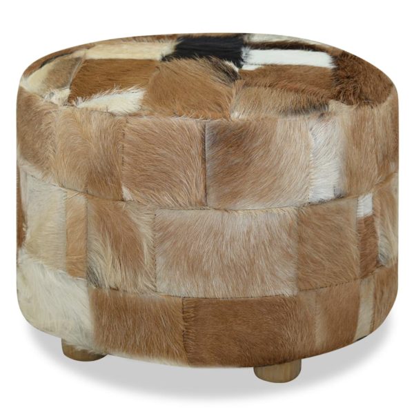 Pouffe Genuine Leather Round 50x50x45 cm