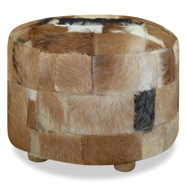 Pouffe Genuine Leather Round 50x50x45 cm