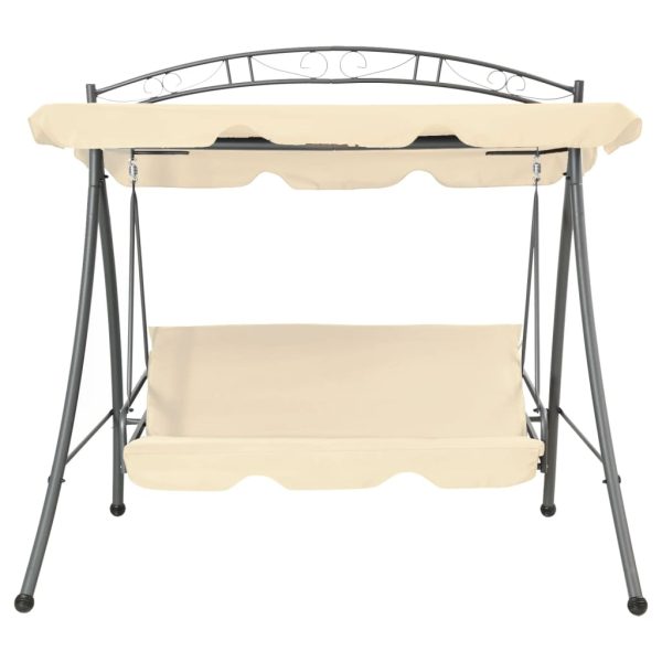 Outdoor Convertible Swing Bench with Canopy – Sand White