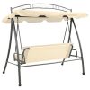 Outdoor Convertible Swing Bench with Canopy – Sand White