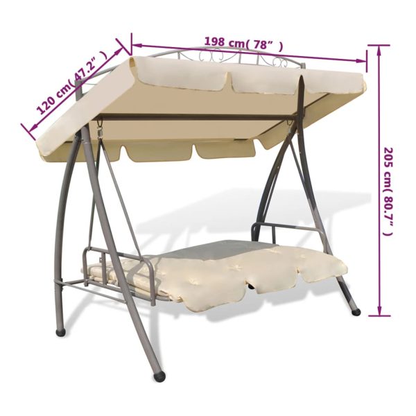 Outdoor Convertible Swing Bench with Canopy – Sand White