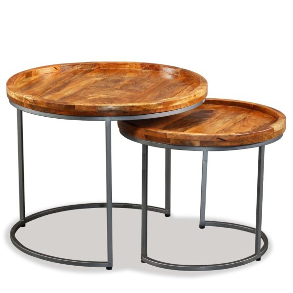 Carbondale Side Table Set 2 Pieces Solid Mango Wood