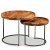 Carbondale Side Table Set 2 Pieces Solid Mango Wood