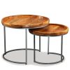 Carbondale Side Table Set 2 Pieces Solid Mango Wood