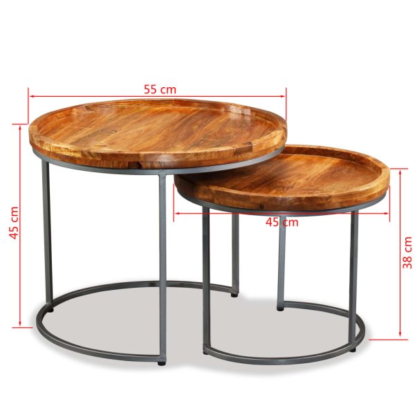 Carbondale Side Table Set 2 Pieces Solid Mango Wood