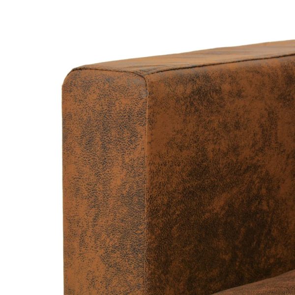 Armchair Brown Faux Suede Leather