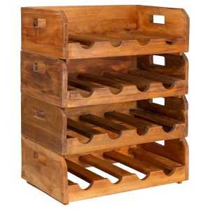 Wine Racks 4 pcs for 16 Bottles Solid Reclaimed Wood