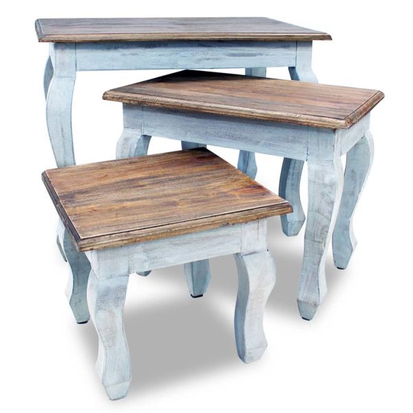 Nesting Table Set 3 Pieces Solid Reclaimed Wood