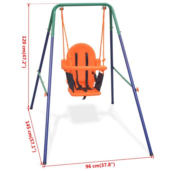 Toddler Swing Set with Safety Harness Orange