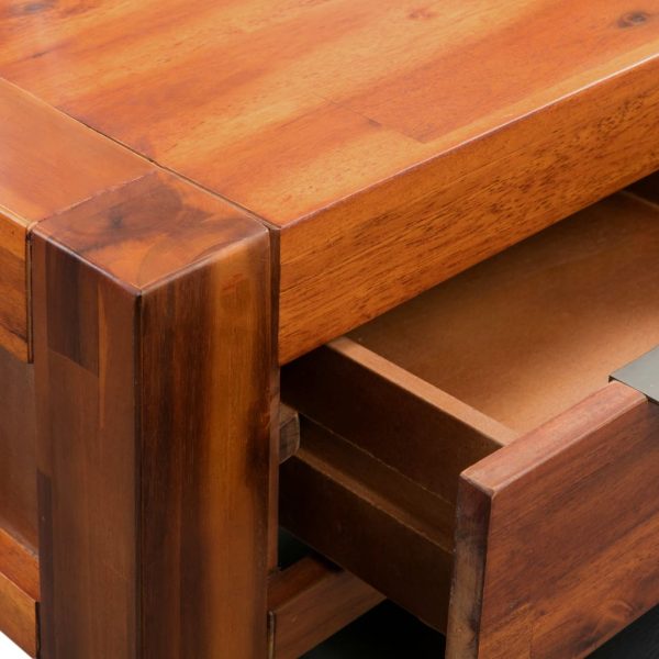 Dressing Table with Stool and Mirror Solid Acacia Wood