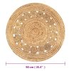 Area Rug Braided Design Jute Round – 90 cm