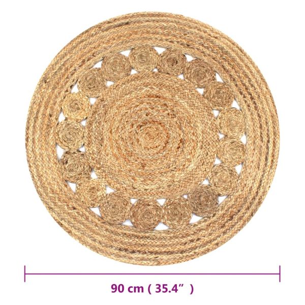 Area Rug Braided Design Jute Round – 90 cm