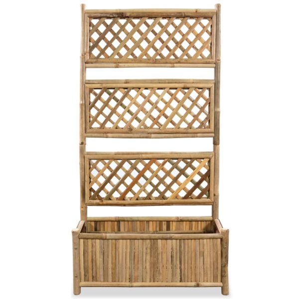 Garden Raised Bed with Trellis Bamboo – 70 cm