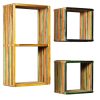 Wall Shelf Set 3 pcs Multicolour Solid Reclaimed Teak