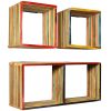 Wall Shelf Set 3 pcs Multicolour Solid Reclaimed Teak