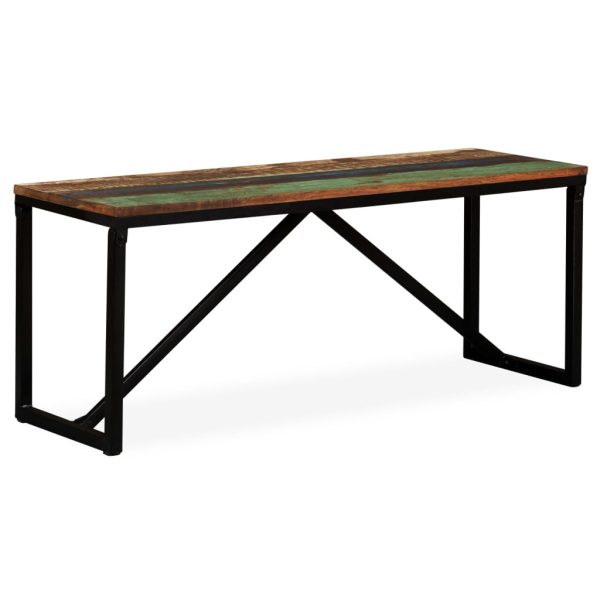 Bench Solid Reclaimed Wood – 110x35x45 cm, MULTICOLOUR