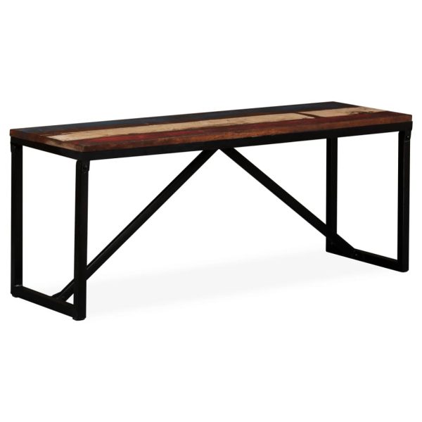 Bench Solid Reclaimed Wood – 110x35x45 cm, MULTICOLOUR