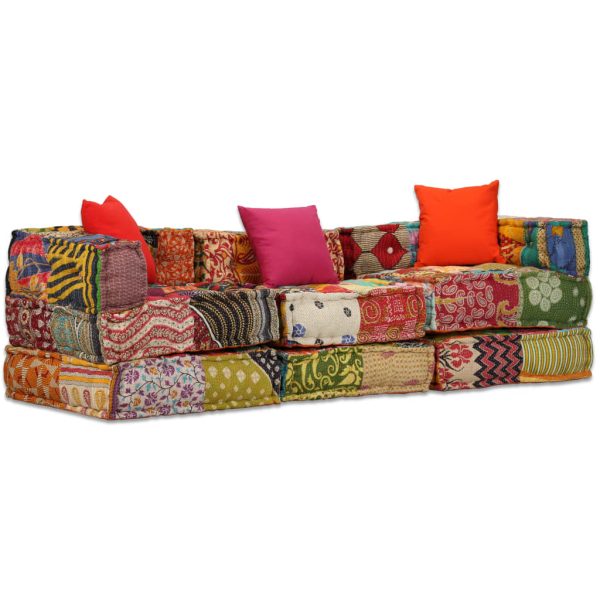 Blandford 3-Seater Modular Pouffe Fabric – Patchwork