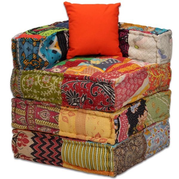 Deerfield 4-Seater Modular Pouffe Fabric – Patchwork