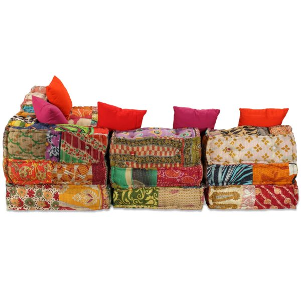 Deerfield 4-Seater Modular Pouffe Fabric – Patchwork