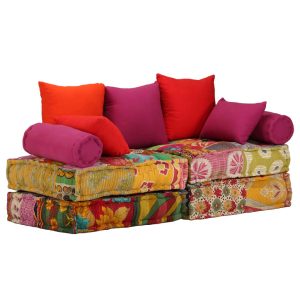 Chaddesden 2-Seater Modular Pouffe Patchwork Fabric