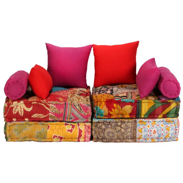 Chaddesden 2-Seater Modular Pouffe Patchwork Fabric