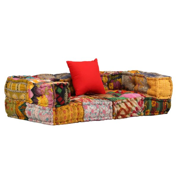 Ansonia 2-Seater Modular Pouffe Patchwork Fabric