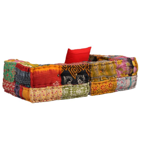 Ansonia 2-Seater Modular Pouffe Patchwork Fabric