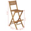 Folding Outdoor Bar Stools 2 pcs Solid Teak Wood