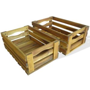 Apple Crate Set 2 Pieces Solid Acacia Wood