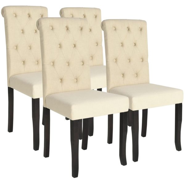 Dining Chairs Fabric – Cream, 4