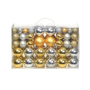 100 Piece Christmas Ball Set 3/4/6 cm – Silver/Gold