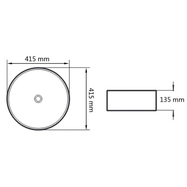 Basin Ceramic Round Black 41.5×13.5 cm