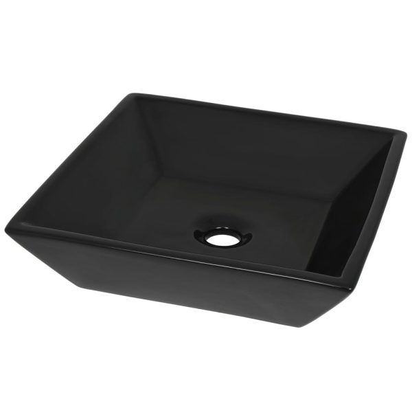 Basin Ceramic Square Black 41.5×41.5×12 cm