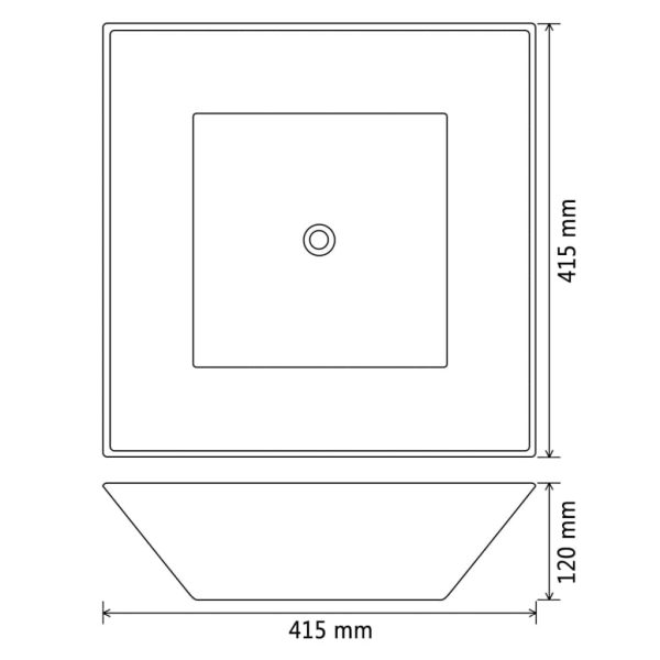 Basin Ceramic Square Black 41.5×41.5×12 cm