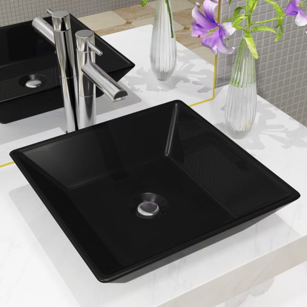 Basin Ceramic Square Black 41.5×41.5×12 cm