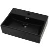 Basin with Faucet Hole Ceramic Black 51.5×38.5×15 cm